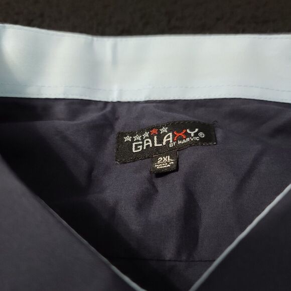 NWT Galaxy Mens Button Up Shirt Blue Size 2XL Cotton Blend Short Sleeve Slim Fit - Picture 6 of 12